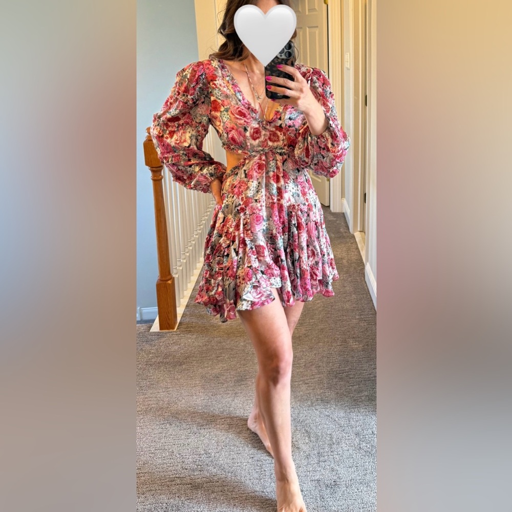 Elliatt - Floral Pink and Red Dress